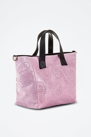 Mala shopper em nobuck - Rosa - Preto e rosa