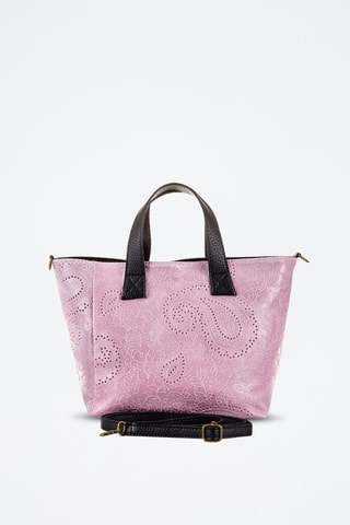 Mala shopper em nobuck - Rosa - Preto e rosa