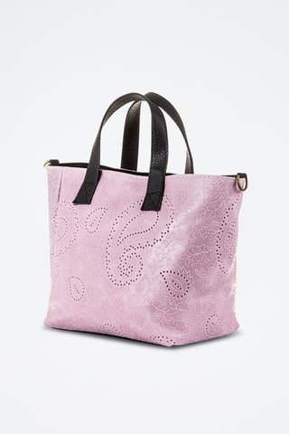 Mala shopper em nobuck - Rosa - Preto e rosa