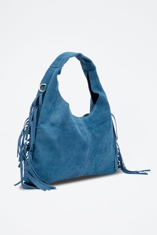 Nubuck Trendy Handtas - Blauw en goudkleurig