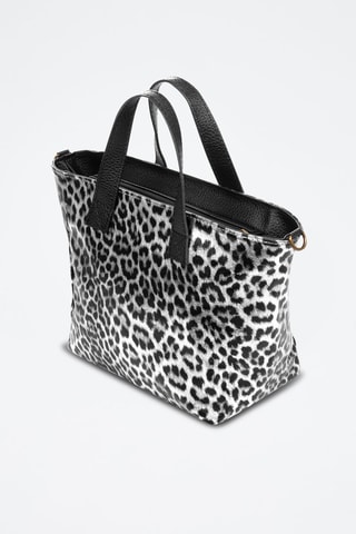 Mala shopper em couro - Cinzento e preto - Preto e cinzento