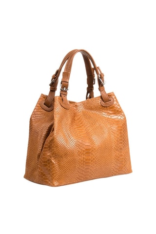 Mala shopper em couro Camel - Castanho