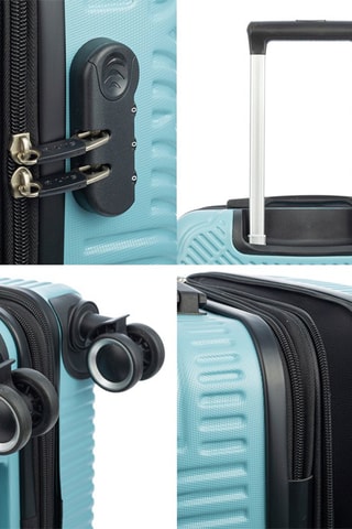 Set de 3 valises (S/M/L)  - 55/67/77 cm - Noir, bleu et argenté