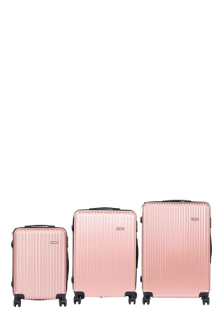 Set de 3 valises (S/M/L) - ABS - Noir et rose