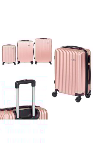 Set de 3 valises (S/M/L) - ABS - Noir et rose