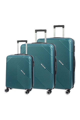 Set de 3 valises (S/M/L)  pétrole - 55/67/77 cm - Noir, bleu et argenté