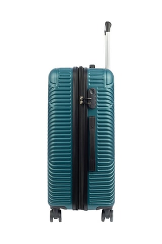 Set de 3 valises (S/M/L)  pétrole - 55/67/77 cm - Noir, bleu et argenté