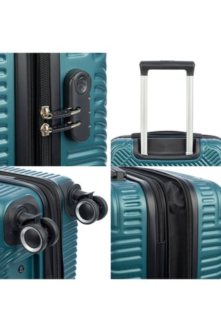 Set de 3 valises (S/M/L)  pétrole - 55/67/77 cm - Noir, bleu et argenté