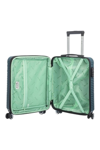 Set de 3 valises (S/M/L)  pétrole - 55/67/77 cm - Noir, bleu et argenté