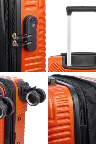 Set de 3 valises(S/M/L)  - 55/67/77 cm - Noir, rouge et argenté