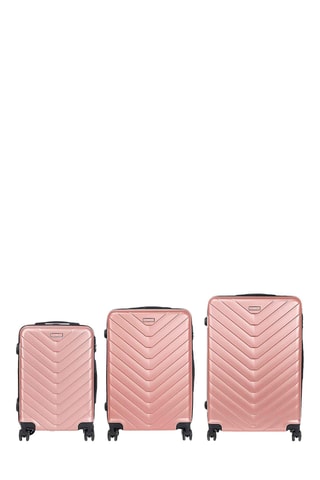 Set de 3 valises (S/M/L) - ABS - Noir et rose