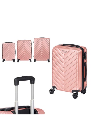 Set de 3 valises (S/M/L) - ABS - Noir et rose