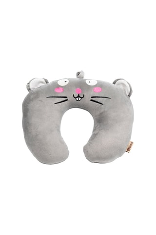 Almofada de viagem com orelhas - Microfibra - Cinzento - Branco, preto, rosa e cinzento