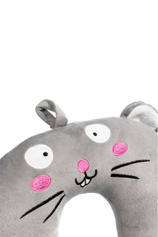 Almofada de viagem com orelhas - Microfibra - Cinzento - Branco, preto, rosa e cinzento