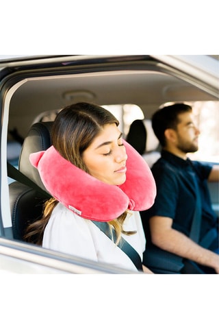 Almofada de viagem - Microfibra - Rosa - Branco, azul, castanho e rosa