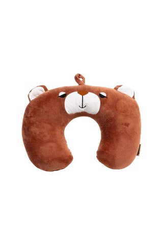 Almofada de viagem com orelhas - Microfibra - Castanho - Branco, preto e castanho