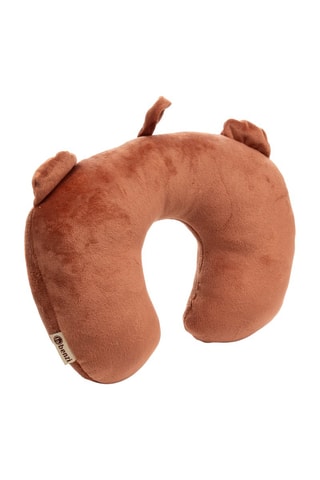 Almofada de viagem com orelhas - Microfibra - Castanho - Branco, preto e castanho