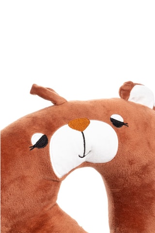 Almofada de viagem com orelhas - Microfibra - Castanho - Branco, preto e castanho