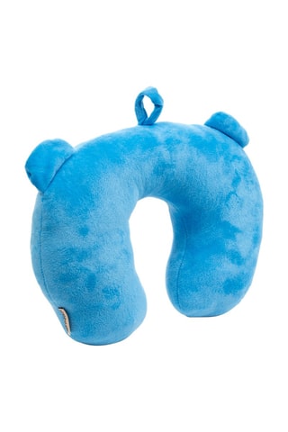 Almofada de viagem com orelhas - Microfibra - Azul-celeste - Branco, azul e castanho