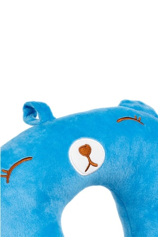 Almofada de viagem com orelhas - Microfibra - Azul-celeste - Branco, azul e castanho