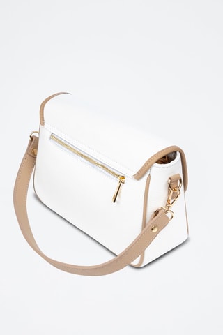 Sac bandoulière en cuir - Blanc, beige et argenté
