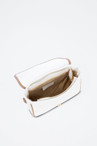 Sac bandoulière en cuir - Blanc, beige et argenté