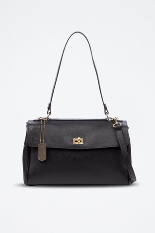 Sac bandoulière en cuir Azeglio - Noir, doré et argenté