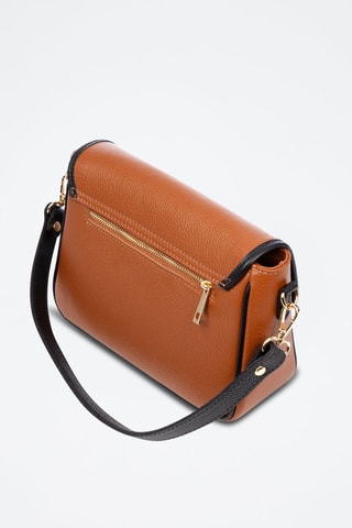 Sac bandoulière en cuir - Noir, marron et argenté