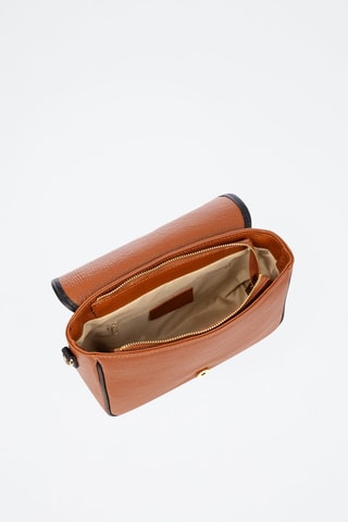 Sac bandoulière en cuir - Noir, marron et argenté