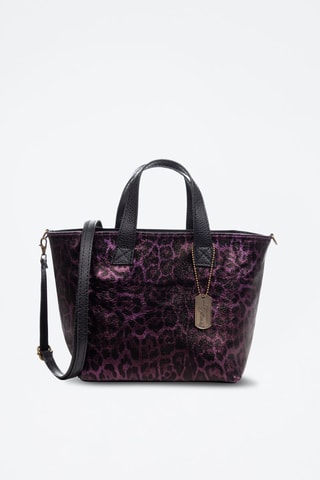 Mala shopper em nobuck Cassandra - Preto e violeta - Preto