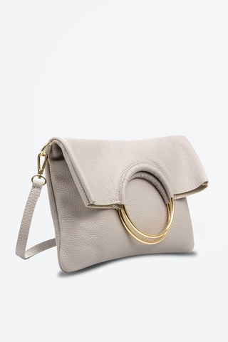 Leren Schoudertas en Clutch Corinna - Groen en grijs