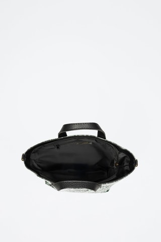 Mala shopper em couro - Verde e preto - Preto, verde e dourado