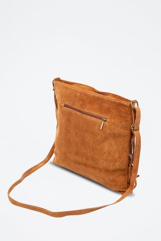 Sac bandoulière en nubuck Avise - Marron et argenté