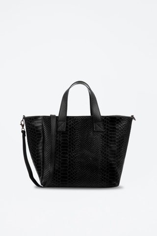 Mala shopper em couro Cassandra - Preto - Preto