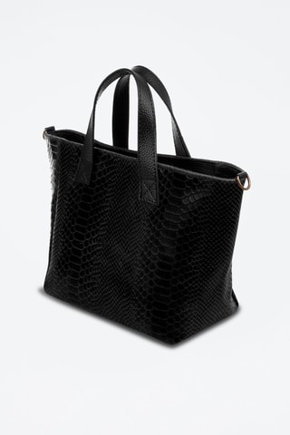 Mala shopper em couro Cassandra - Preto - Preto