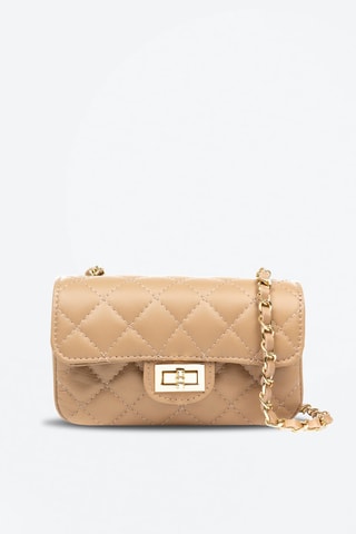 Sac bandoulière en cuir - Doré et beige