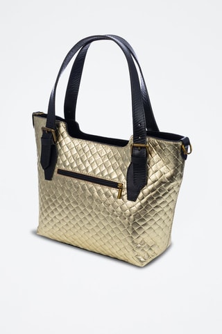 Mala shopper em couro - Dourado -  e 