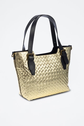 Mala shopper em couro - Dourado -  e 