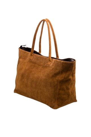 Mala shopper de nobuck Camel - Castanho