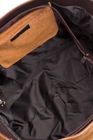 Mala shopper de nobuck Camel - Castanho