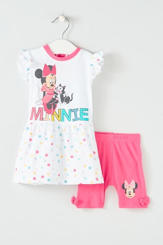 Vestido y short Minnie Disney - Blanco y fucsia - Blanco