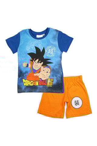 Camiseta y short Son Goku Dragon Ball Super - Azul, amarillo y naranja