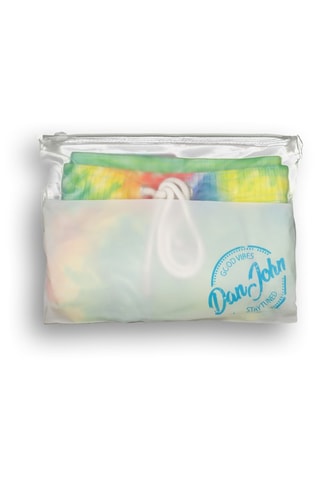 Bañador corto tie-dye - Turquesa y amarillo