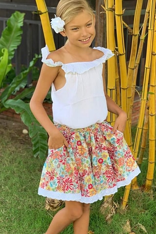 Falda - Turquesa y rojo