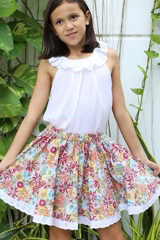 Falda - Turquesa y rojo