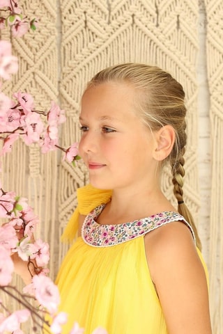 Vestido plisado - Amarillo