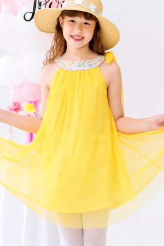 Vestido plisado - Amarillo