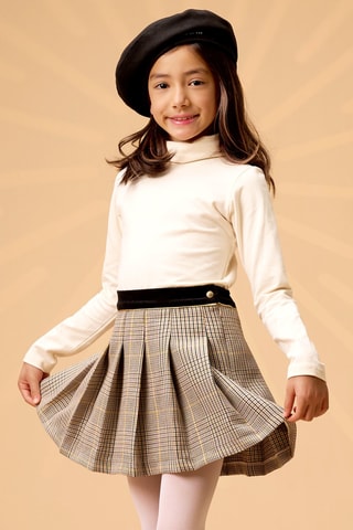 Falda plisada de lana - Gris