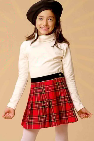 Falda plisada de lana - Rojo