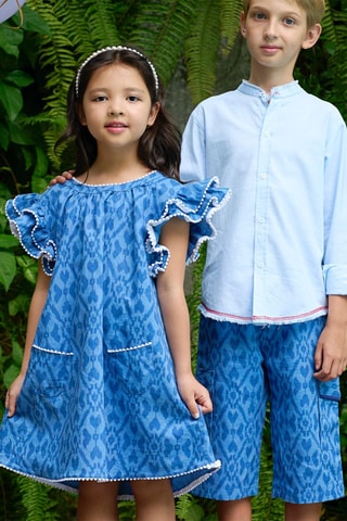 Bermudas de lino - Azul